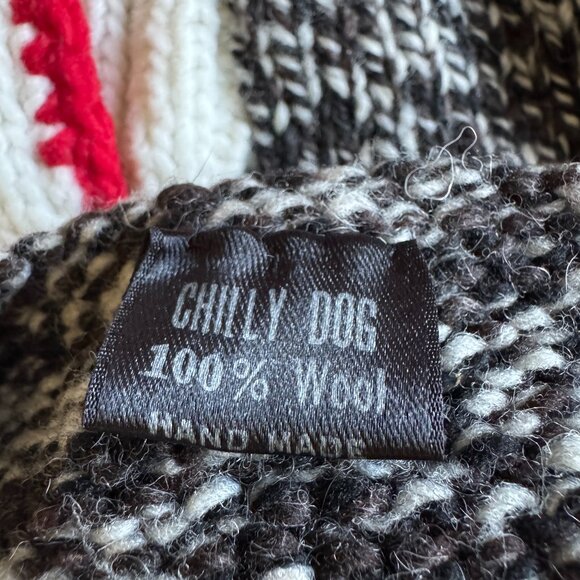 Chilly Dog 100% Wool Hand knit Boyfriend Sweater Shawl Collar Classic Fair Trade - Picture 13 of 16